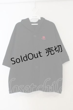 画像: ALGONQUINS / 裏起毛半袖パーカー F ブラック O-26-01-15-054-AL-TO-YM-OS