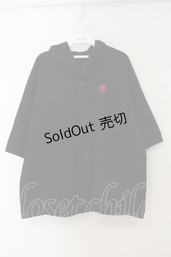 画像1: ALGONQUINS / 裏起毛半袖パーカー F ブラック O-26-01-15-054-AL-TO-YM-OS (1)