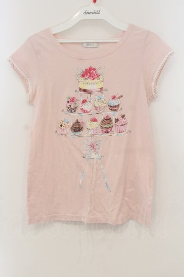 画像1: MILK / カップケーキキャンドルTシャツ  ピンク O-26-01-15-057-ML-TO-YM-OS (1)
