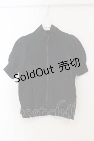 画像: h.NAOTO / レースデコルテスタンドネック半袖トラックトップ  ブラック O-26-01-15-059-HN-TO-YM-OS