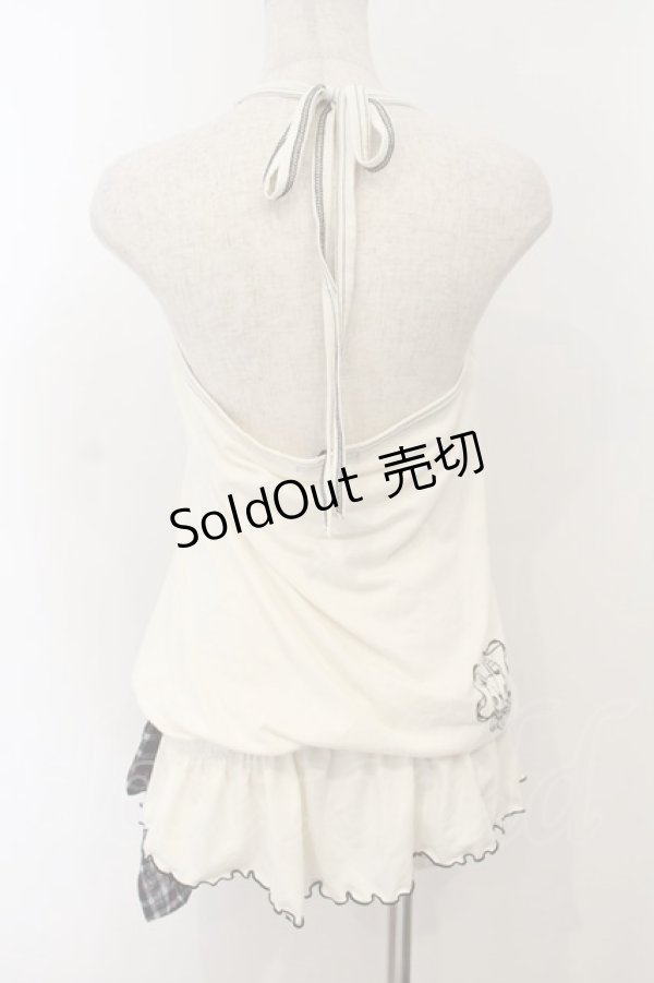 画像3: ALGONQUINS / ラビットプリントホルターキャミワンピース F ホワイト O-26-01-15-060-AL-OP-YM-OS (3)