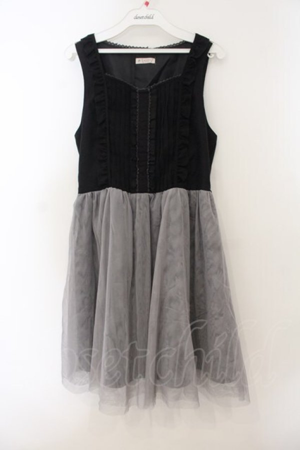 画像1: axes femme / チュール重ねノースリワンピース M ブラックｘグレー O-26-01-15-061-AX-OP-YM-OS (1)