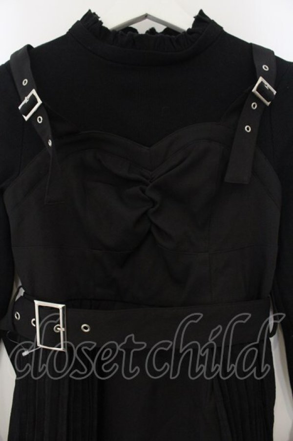 画像2: Bubbles / プリーツニットワンピース M クロ O-26-01-15-062-CA-OP-YM-OS (2)