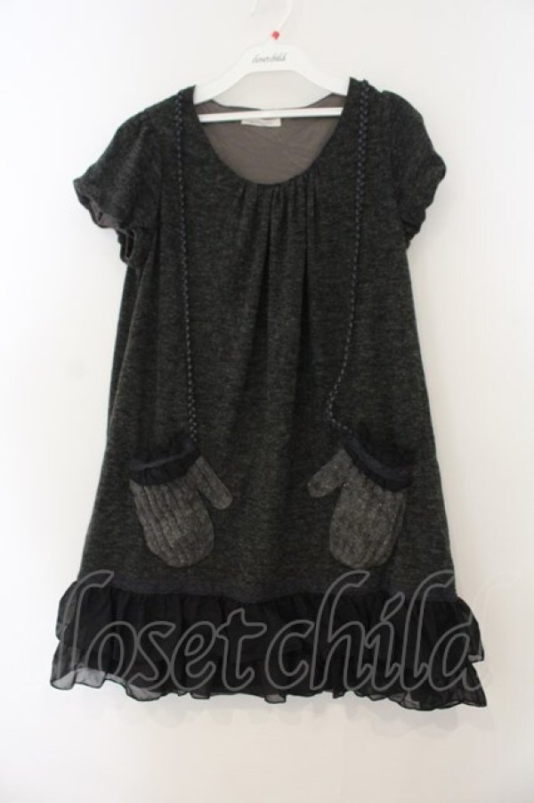 画像1: axes femme / 手袋ポケットニットワンピース M グレー O-26-01-15-063-AX-OP-YM-OS (1)