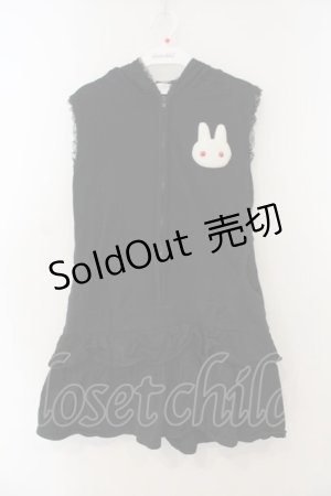 画像: ACDC RAG / うさぎノースリーブサロペットワンピース  ブラック O-26-01-15-064-0-OP-YM-OS