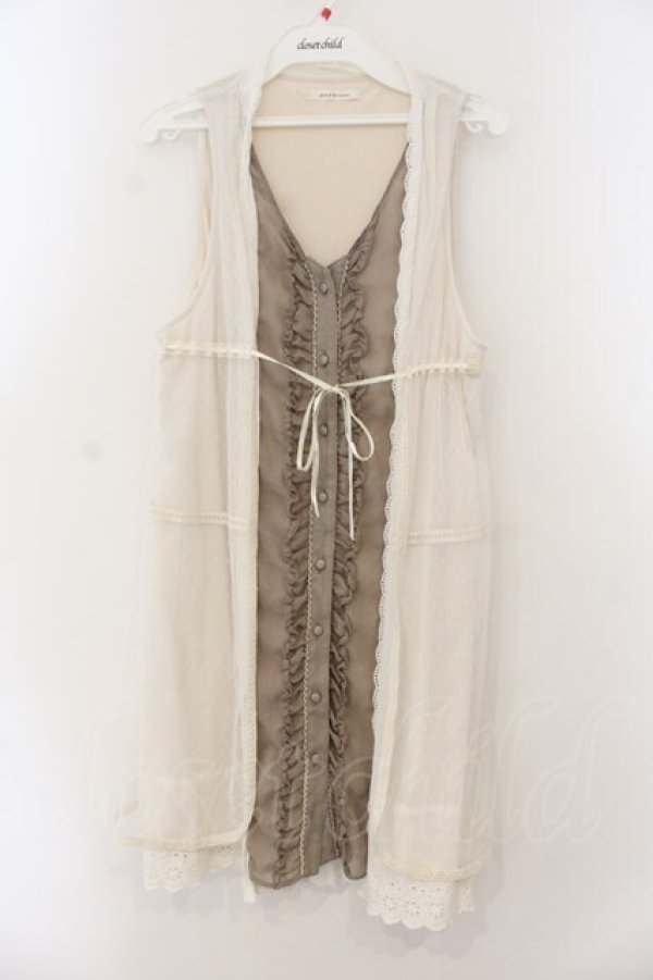 画像1: axes femme / レースレイヤードワンピース M シロ O-26-01-15-065-AX-OP-YM-OS (1)