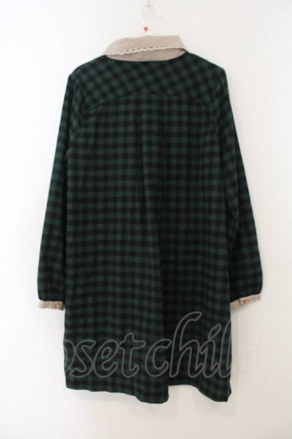 画像2: axes femme POETIQUE / チェックネルAラインワンピース M グリーン O-26-01-15-066-AX-OP-YM-OS (2)