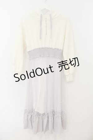 画像: axes femme POETIQUE / 異素材ドッキングワンピース M アイボリーｘラベンダー O-26-01-15-068-AX-OP-YM-OS