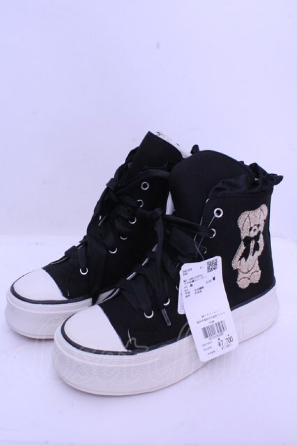 画像1: axes femme kawaii / ベア刺繍スニーカー M クロ O-26-01-15-1037-AX-SH-OW-OS (1)