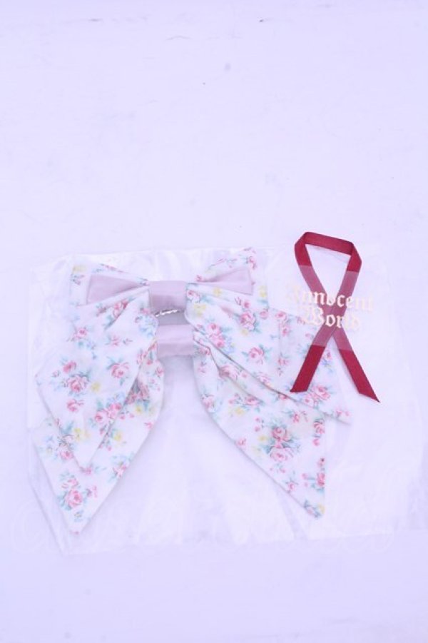 画像1: Innocent World / ミニバラツインリボンクリップ  アイボリー×ピンク O-26-01-15-1040-IW-AC-OW-OS (1)