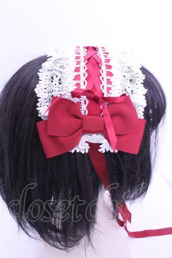 画像3: BABY,THE STARS SHINE BRIGHT / はしごレースのスピンドールヘッドドレス  えんじ×オフシロ O-26-01-15-1004-BA-AC-IG-OS (3)