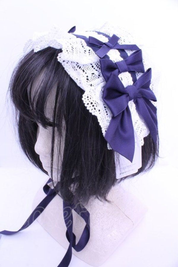 画像1: axes femme kawaii / トーションレースヘッドドレス  ネイビー O-26-01-15-1005-AX-AC-OW-OS (1)