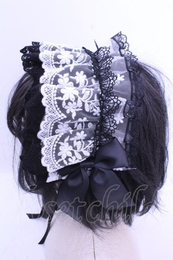 画像2: MorunxMuunaStoik / Libraヘッドドレス  ブラック×ホワイト O-26-01-15-1001-EL-ZA-IG-OS (2)