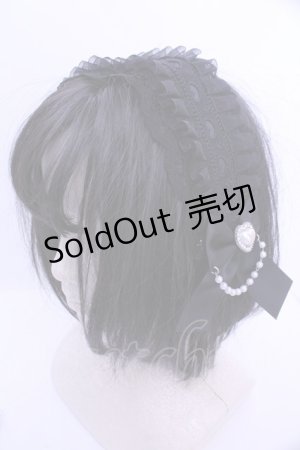 画像: Princess Melody / パールハート×ハートレースヘッドドレス  クロ O-26-01-15-1009-EL-AC-IG-OS