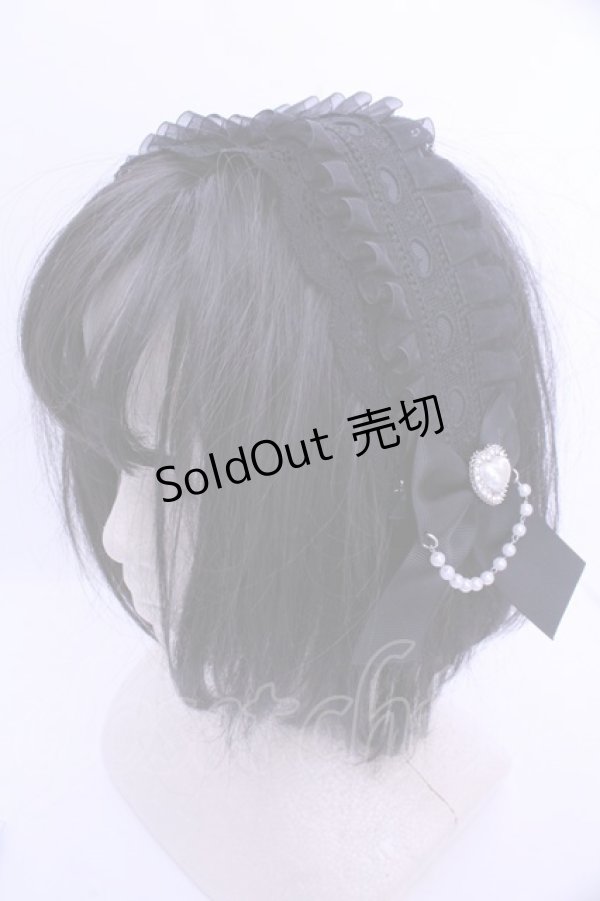 画像1: Princess Melody / パールハート×ハートレースヘッドドレス  クロ O-26-01-15-1009-EL-AC-IG-OS (1)