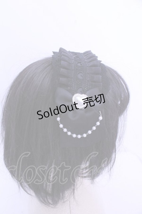 画像3: Princess Melody / パールハート×ハートレースヘッドドレス  クロ O-26-01-15-1009-EL-AC-IG-OS (3)