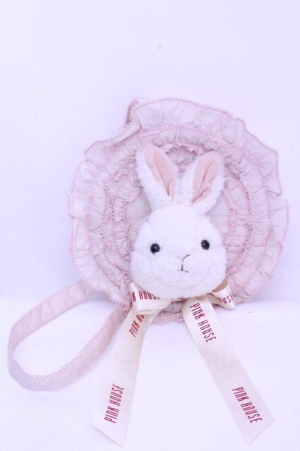 画像1: PINK HOUSE / うさぎ顔ぐるみ付きサークルフリルポシェット  ピンク O-26-01-15-1011-LO-BG-IG-OS (1)