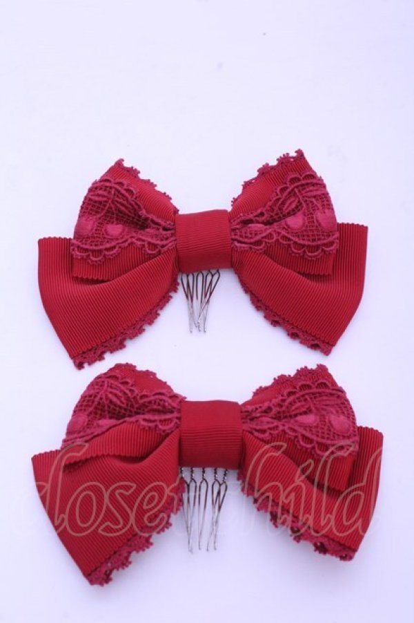 画像1: BABY,THE STARS SHINE BRIGHT / チェリーレースグログランリボンコーム  えんじ O-26-01-15-1017-BA-ZA-IG-OS (1)