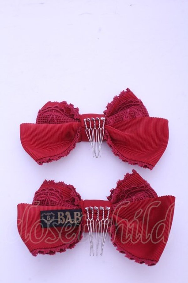 画像2: BABY,THE STARS SHINE BRIGHT / チェリーレースグログランリボンコーム  えんじ O-26-01-15-1017-BA-ZA-IG-OS (2)