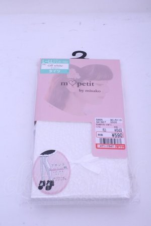 画像: m petit by misako / ECAMタイツレースリボン L~LL シロ O-26-01-15-1021-LO-ZA-IG-OS