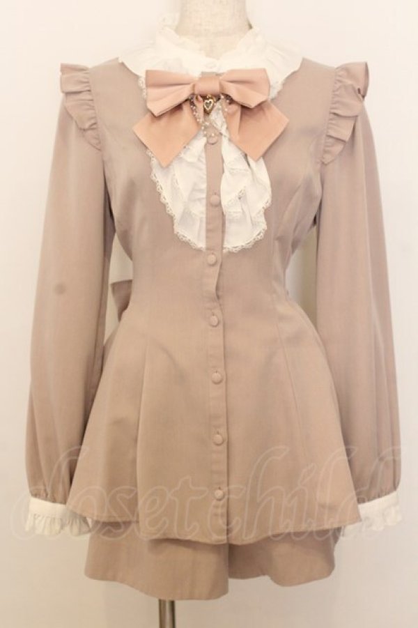 画像1: Secret Honey / アクセサリーリボン長袖セットアップ  ピンク O-26-01-15-005-CA-OP-IG-OS (1)