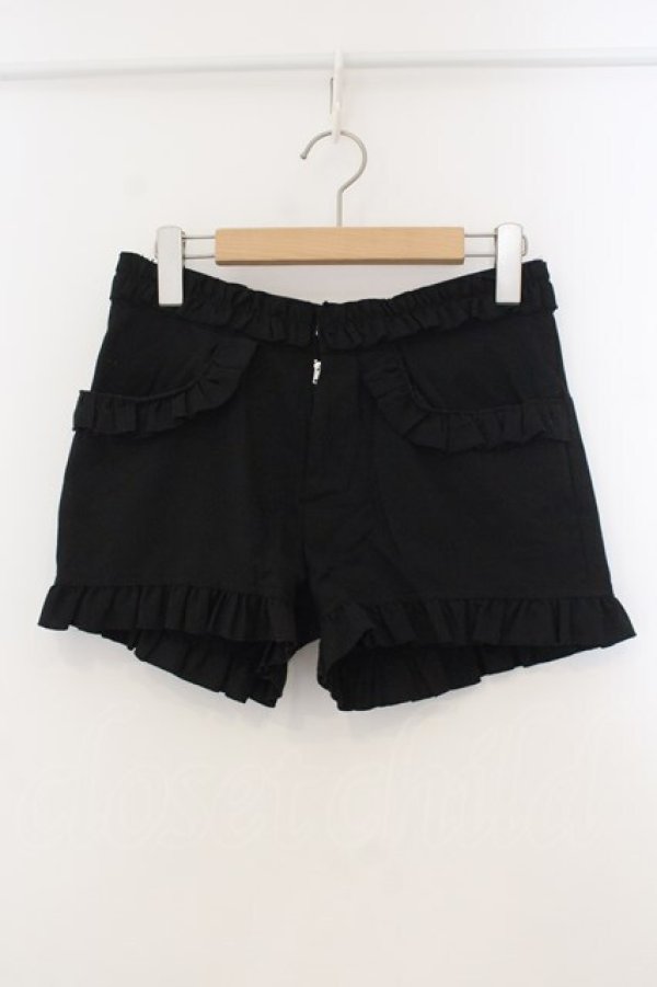 画像1: PEACE NOW / フリルキュロット M ブラック O-26-01-15-076-PU-PA-YM-OS (1)