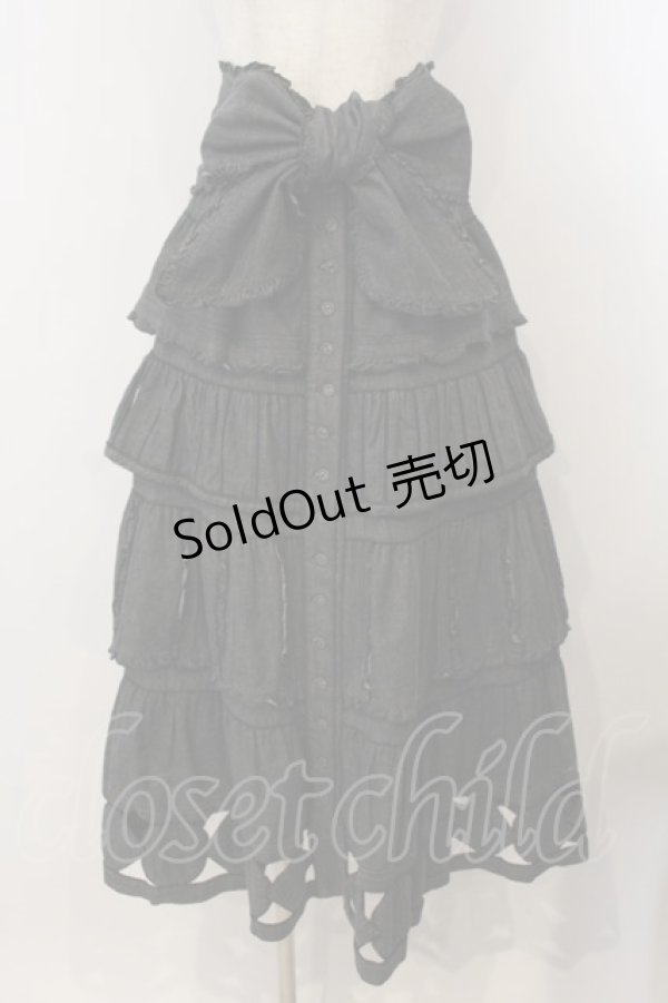 画像1: WONDERFUL WORLD / 裾パッチワークデニムティアードスカート  クロ系 O-26-01-15-078-LO-SK-IG-OS (1)