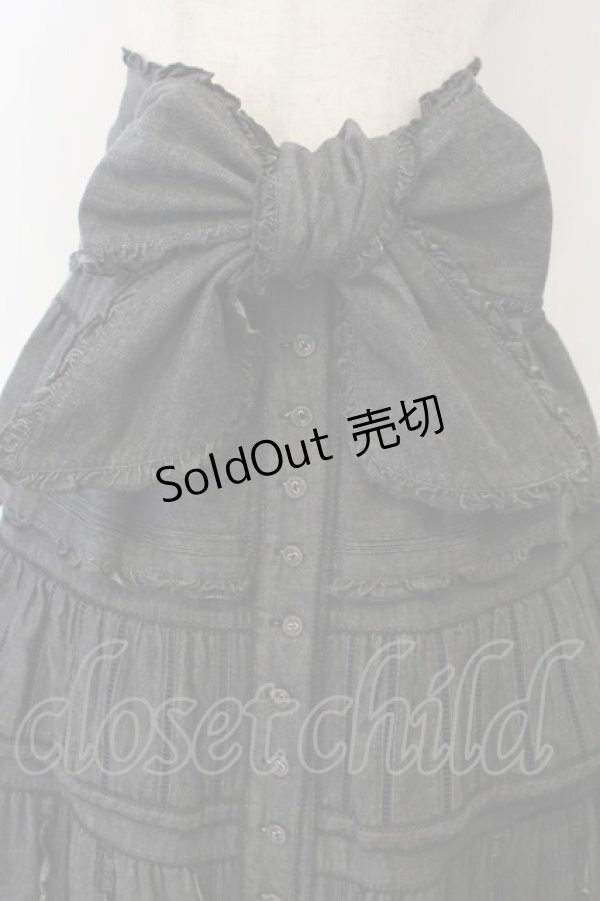 画像2: WONDERFUL WORLD / 裾パッチワークデニムティアードスカート  クロ系 O-26-01-15-078-LO-SK-IG-OS (2)