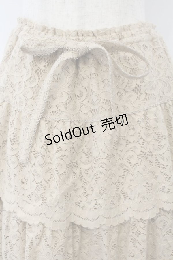 画像2: PINK HOUSE / レースティアードスカート  ベージュ O-26-01-15-079-LO-SK-IG-OS (2)