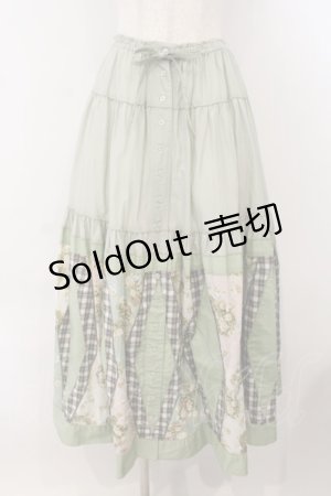 画像: PINK HOUSE / ブーケパッチワークスカート  ミント O-26-01-15-081-LO-SK-IG-OS