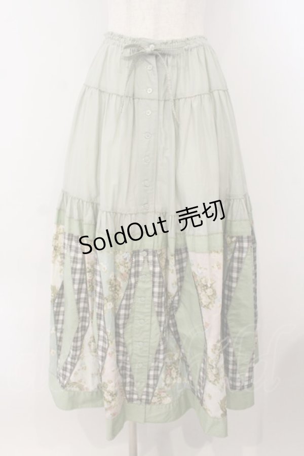画像1: PINK HOUSE / ブーケパッチワークスカート  ミント O-26-01-15-081-LO-SK-IG-OS (1)