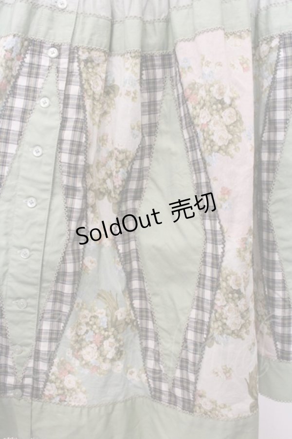 画像3: PINK HOUSE / ブーケパッチワークスカート  ミント O-26-01-15-081-LO-SK-IG-OS (3)