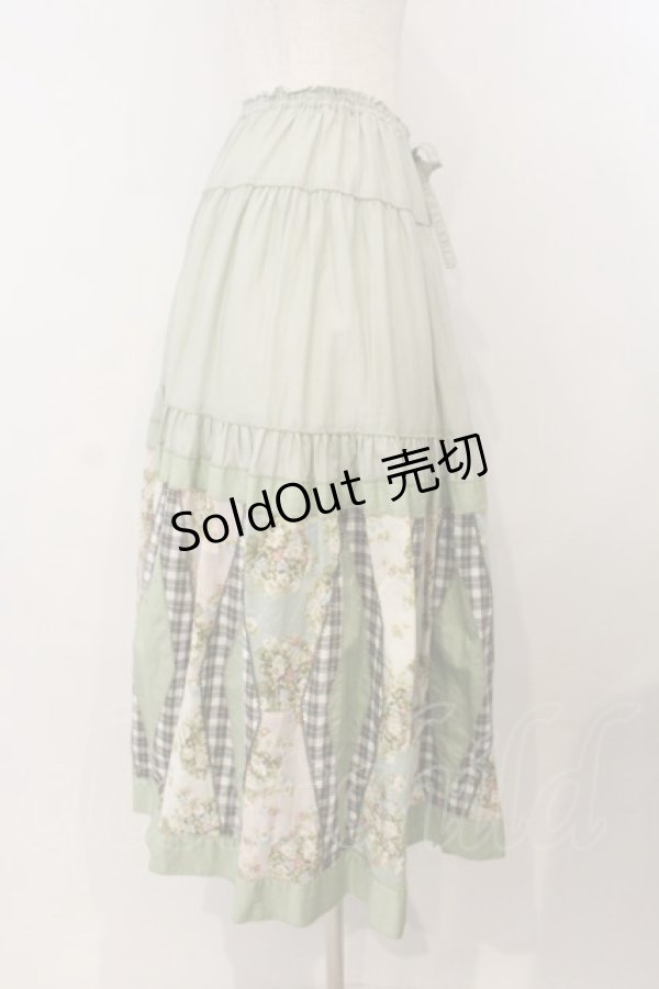 画像4: PINK HOUSE / ブーケパッチワークスカート  ミント O-26-01-15-081-LO-SK-IG-OS (4)