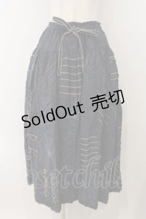 画像: PINK HOUSE / チュールレースパッチワークスカート  ネイビー O-26-01-15-083-LO-SK-IG-OS