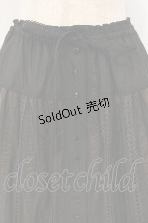 画像2: PINK HOUSE / はしごレースローンスカート  クロ×ブラウン O-26-01-15-085-LO-SK-IG-OS (2)