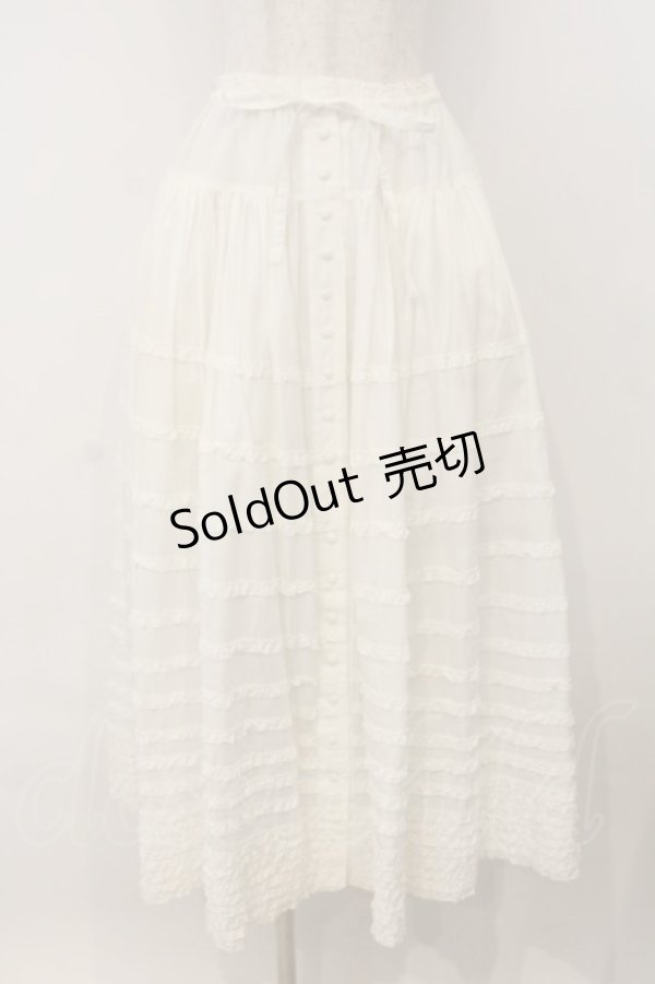 画像1: PINK HOUSE / 前開きボーダーフリルスカート  シロ O-26-01-15-086-LO-SK-IG-OS (1)