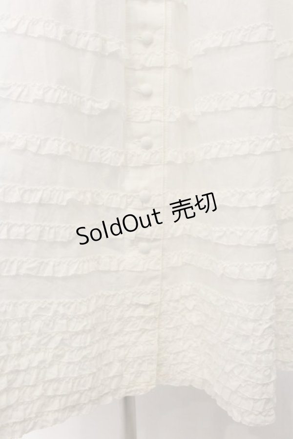 画像2: PINK HOUSE / 前開きボーダーフリルスカート  シロ O-26-01-15-086-LO-SK-IG-OS (2)