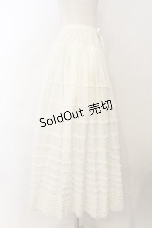 画像4: PINK HOUSE / 前開きボーダーフリルスカート  シロ O-26-01-15-086-LO-SK-IG-OS (4)