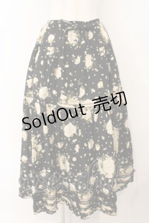 画像: PINK HOUSE / ホワイトローズスカート  クロ O-26-01-15-087-LO-SK-IG-OS