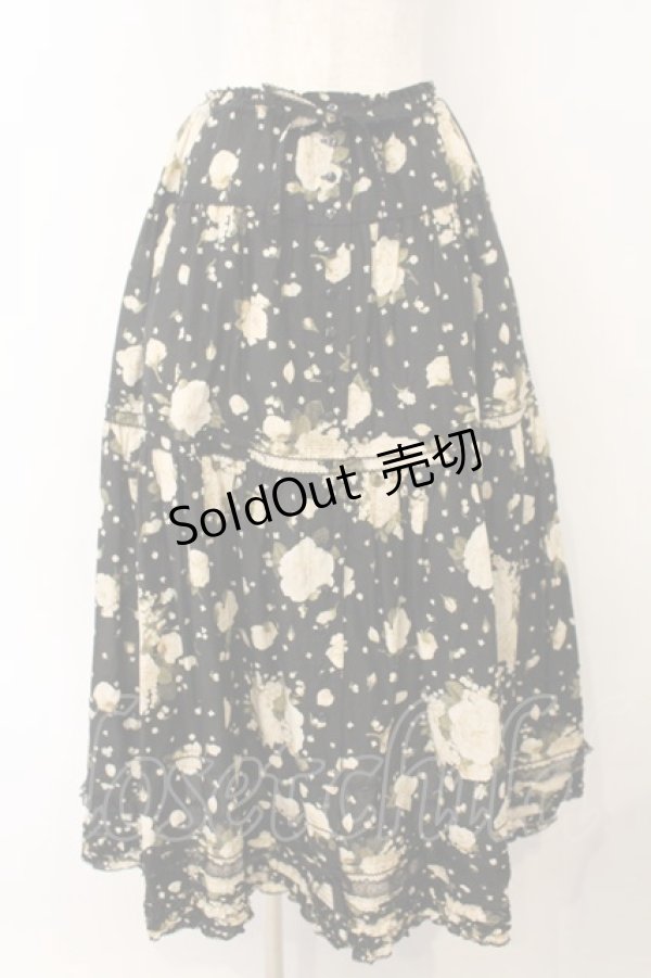 画像1: PINK HOUSE / ホワイトローズスカート  クロ O-26-01-15-087-LO-SK-IG-OS (1)