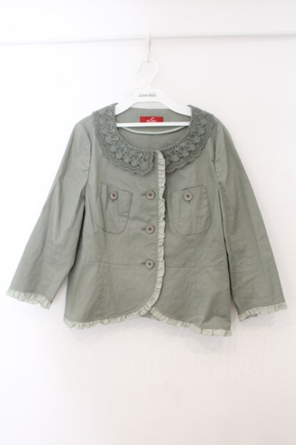 画像1: PINK HOUSE / レース配色リネンジャケット 4 グリーン O-26-01-15-090-LO-JA-IG-OS (1)