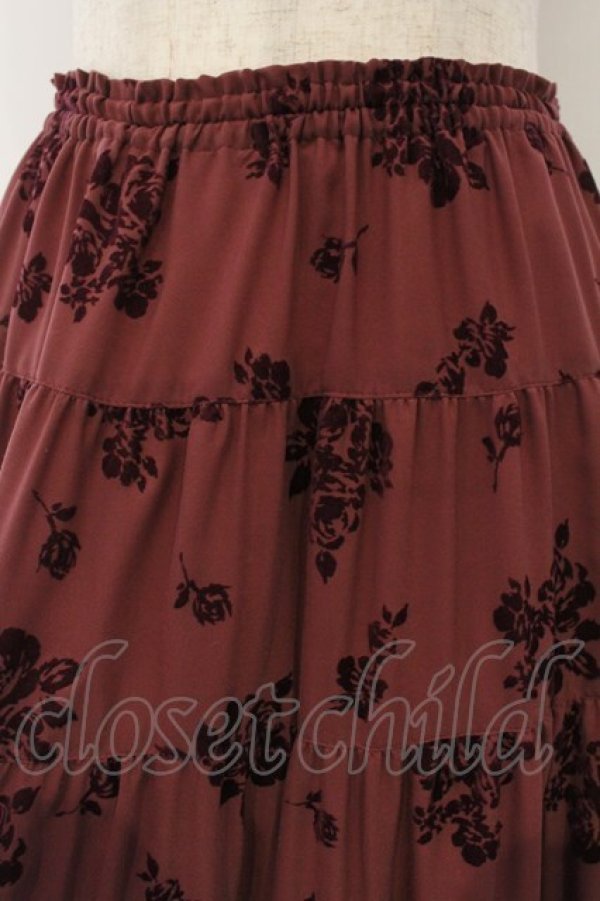 画像2: PINK HOUSE / フロッキーローズスカート  ワイン O-26-01-15-093-LO-SK-IG-OS (2)