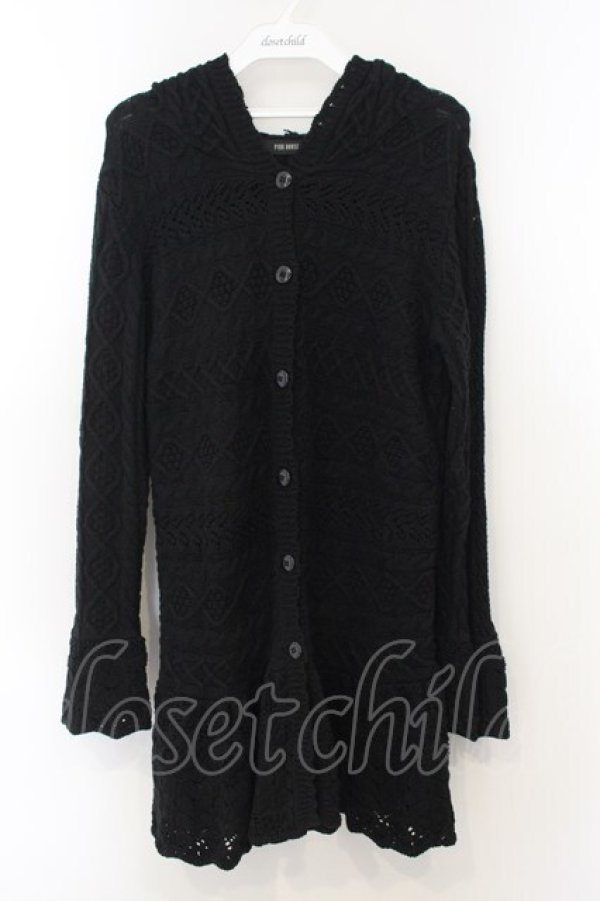 画像1: PINK HOUSE / フード付きニットカーディガン  クロ O-26-01-15-097-LO-TO-IG-OS (1)