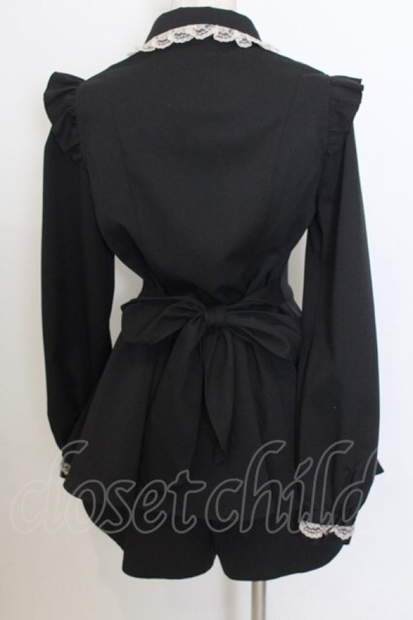 画像3: Secret Honey / レースヨークラッフルタイ長袖セットアップ  クロ×シロ O-26-01-15-007-CA-OP-IG-OS (3)