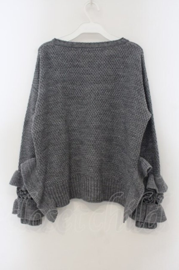 画像3: PINK HOUSE / モチーフ編みスリーブニット  グレー O-26-01-15-099-LO-TO-IG-OS (3)