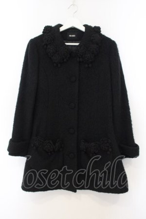 画像: PINK HOUSE / ローズモチーフシャギーコート  クロ O-26-01-15-100-LO-CO-IG-OS