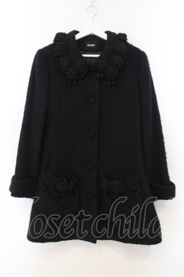 画像1: PINK HOUSE / ローズモチーフシャギーコート  クロ O-26-01-15-100-LO-CO-IG-OS (1)