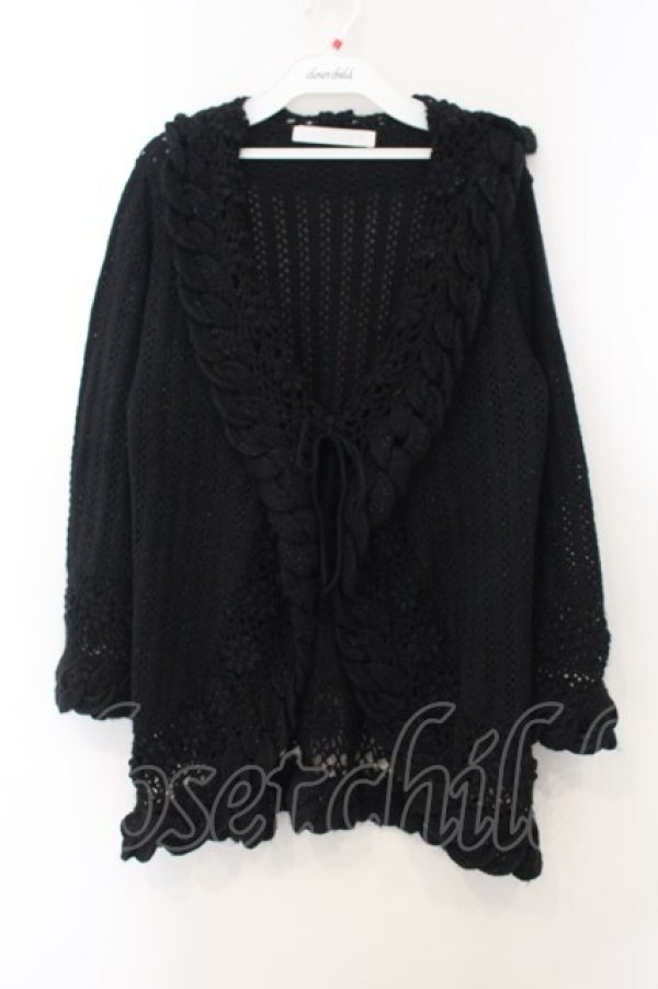 画像1: PINK HOUSE / モチーフ編みニットカーディガン  クロ O-26-01-15-101-LO-TO-IG-OS (1)