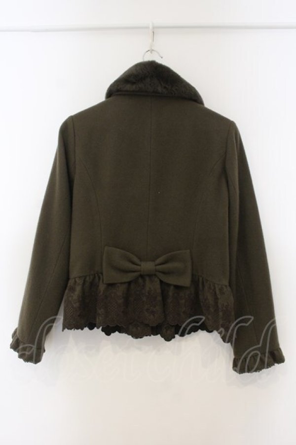画像4: PINK HOUSE / ラビットファーティペット付きコート 4(L) グリーン O-26-01-15-104-LO-CO-IG-OS (4)