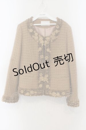 画像: PINK HOUSE / ローズモチーフノーカラージャケット  キャメル O-26-01-15-105-LO-JA-IG-OS